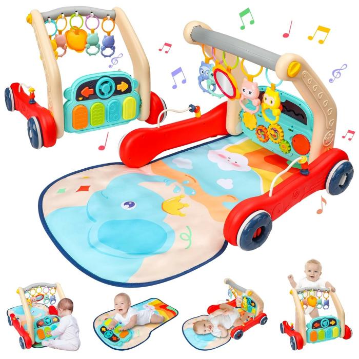 2In1 Play Mat With Push Walker And Musical Piano Keyboard  |  Musical Toys Musical Toys Musical Toys