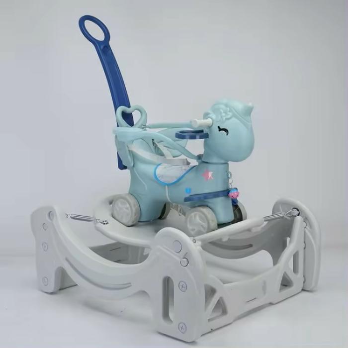 3 In 1 Rocking Riding And Jumping Horse  |  Rockers Gears Blue