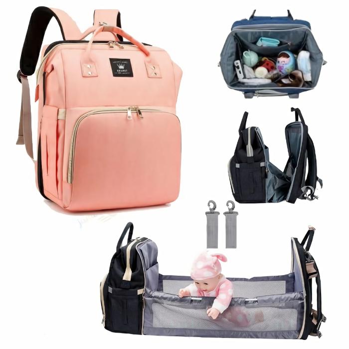 4 In 1 Waterproof Travel Diaper Backpack & Changing Bed Peach  |  Diaper Backpacks Diaper Backpacks Diaper Backpacks