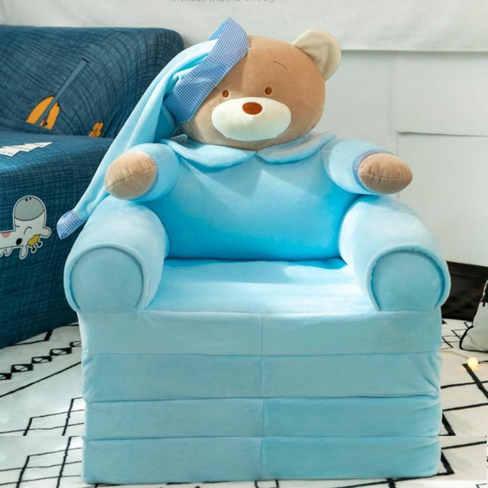 4-Layer Foldable Sofa Cum Bed Bear Design (Blue)  |  Sofa Cum Beds Sofa Cum Beds Sofa Cum Beds