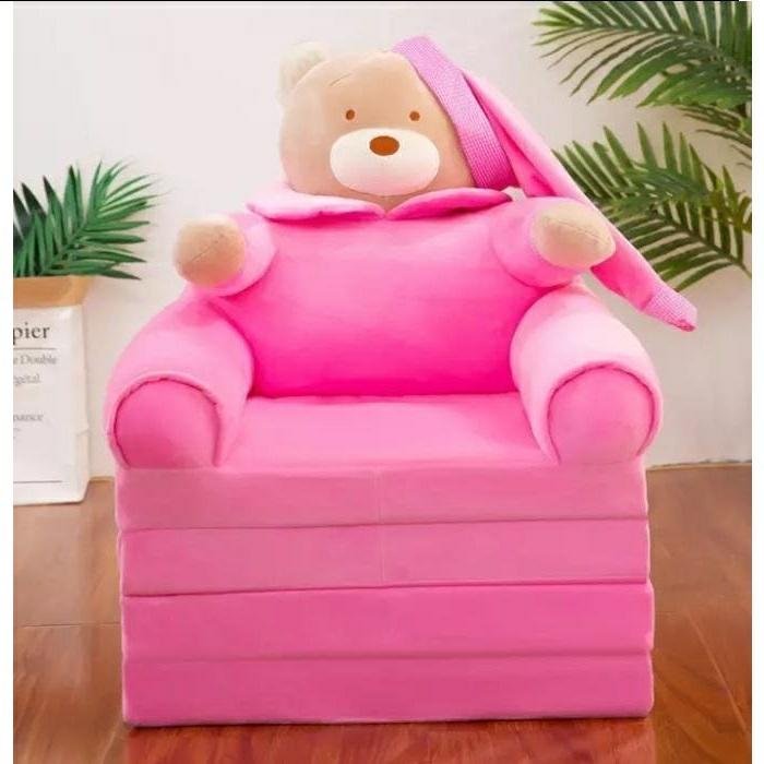 4-Layer Foldable Sofa Cum Bed Bear Design (Pink)  |  Sofa Cum Beds Sofa Cum Beds Sofa Cum Beds