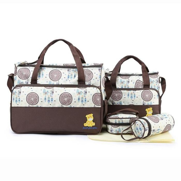 4 Pcs Diaper Bag Set Brown  |  Diaper Bag Set Diaper Bag Set Diaper Bag Set