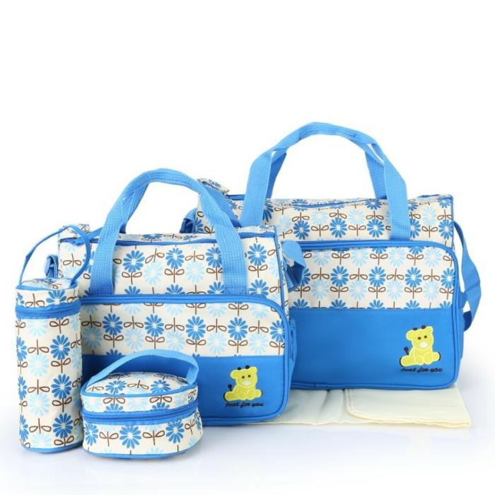 5 Pcs Diaper Bag Set Blue  |  Diaper Bag Set Diaper Bag Set Diaper Bag Set