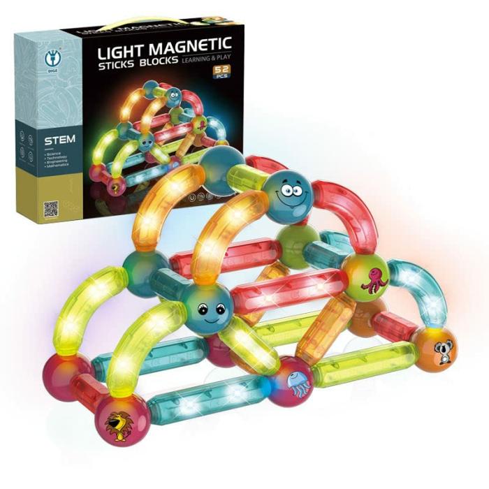 52 Pcs Light Magnetic Stick Balls Building Blocks Set  |  Building Blocks Building Blocks Building Blocks