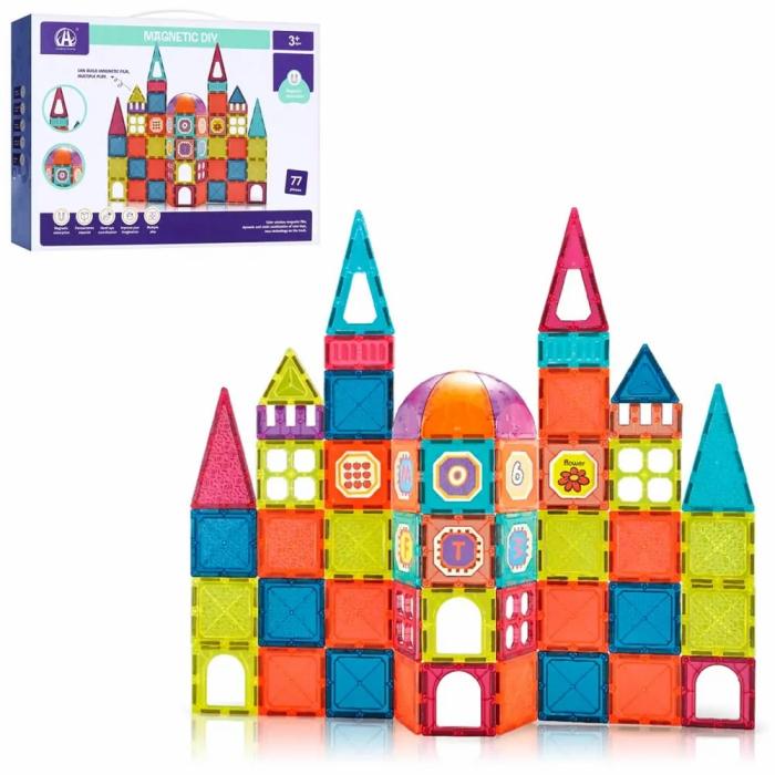 77 Pcs Magnetic Diy Building Blocks  |  Puzzle Toys Building Blocks Building Blocks