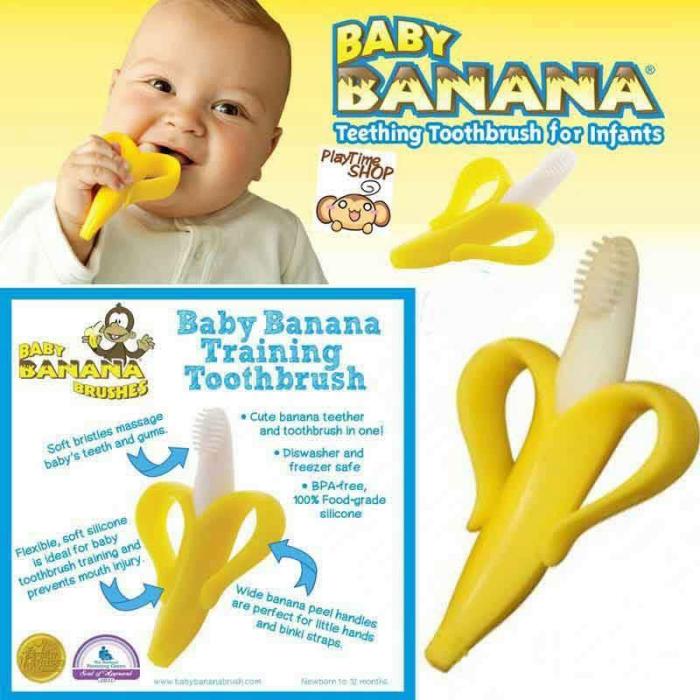 Banana Teether And Toothbrush  |  Tooth Brush Bath And Skin Blue