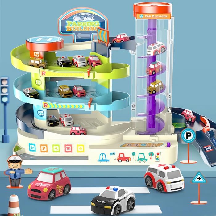 Car Adventure Parking Lot Building Rail Traffic Toy Set  |  Vehicles Toys Building Blocks Building Blocks