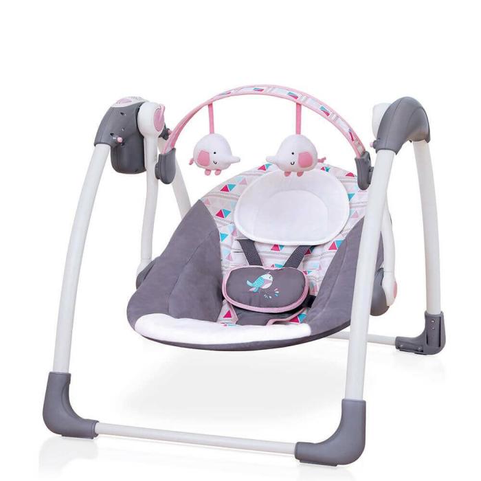 Mastela Deluxe Swing- Gray And Pink  |  Swing Gears Swing