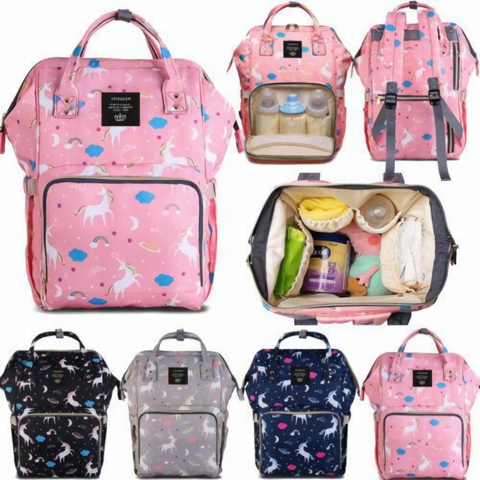 Unicorn Printed Diaper Backpack  |  Diaper Backpacks Diaper Backpacks Black