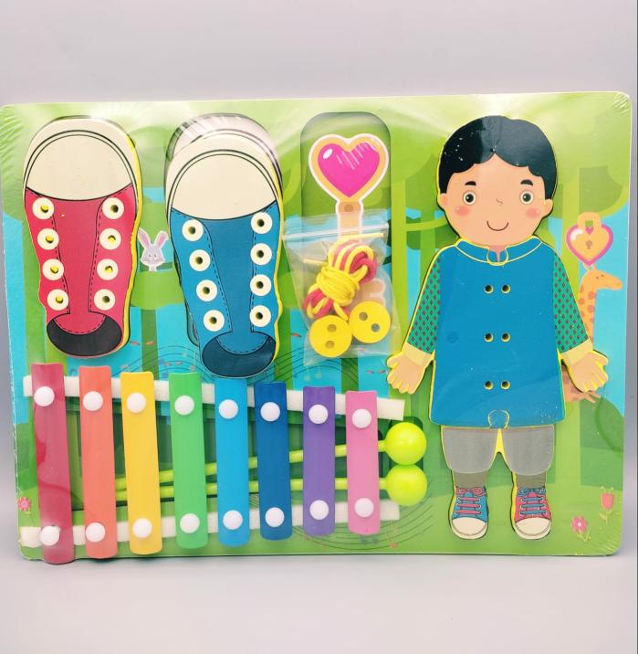 Wooden Xylophone And Threading Activity Board  |  Wooden Learning Toys Toys Wooden Learning Toys